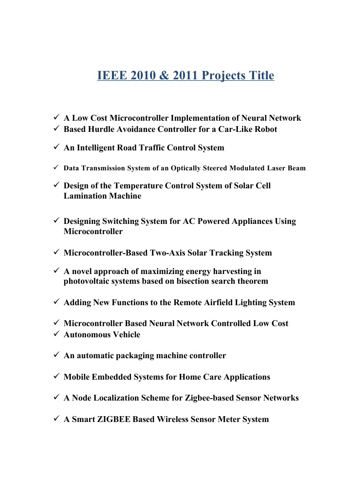IEEE 2010-2011 Project Ideas List | PDF | Business | Technology ...