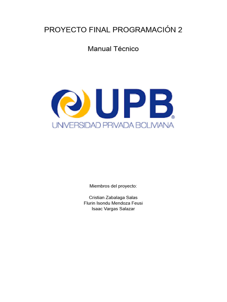 Proyecto Final Programación 2 Manual Técnico | PDF