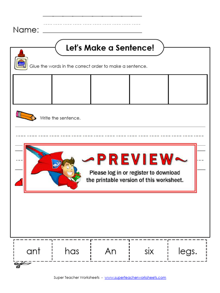 Build A Sentence An Ant Has Six Legs | PDF