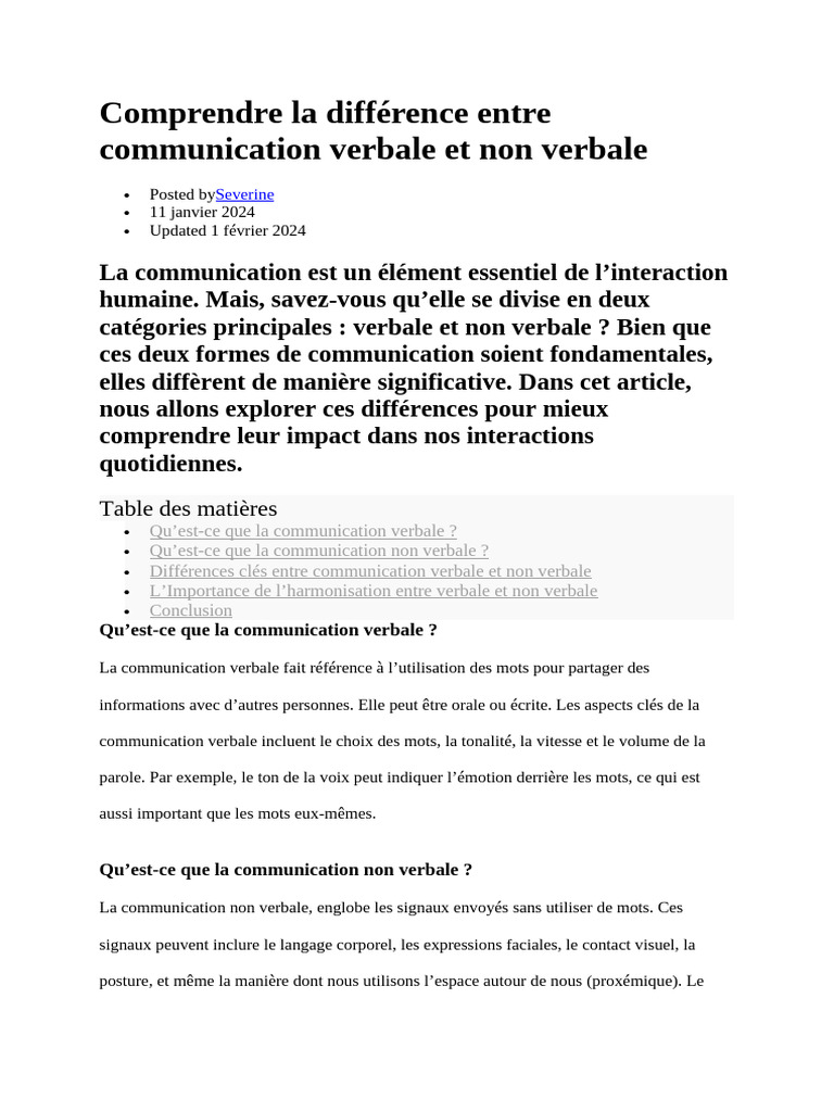Comprendre La Différence Entre Communication Verbale Et Non Verbale ...