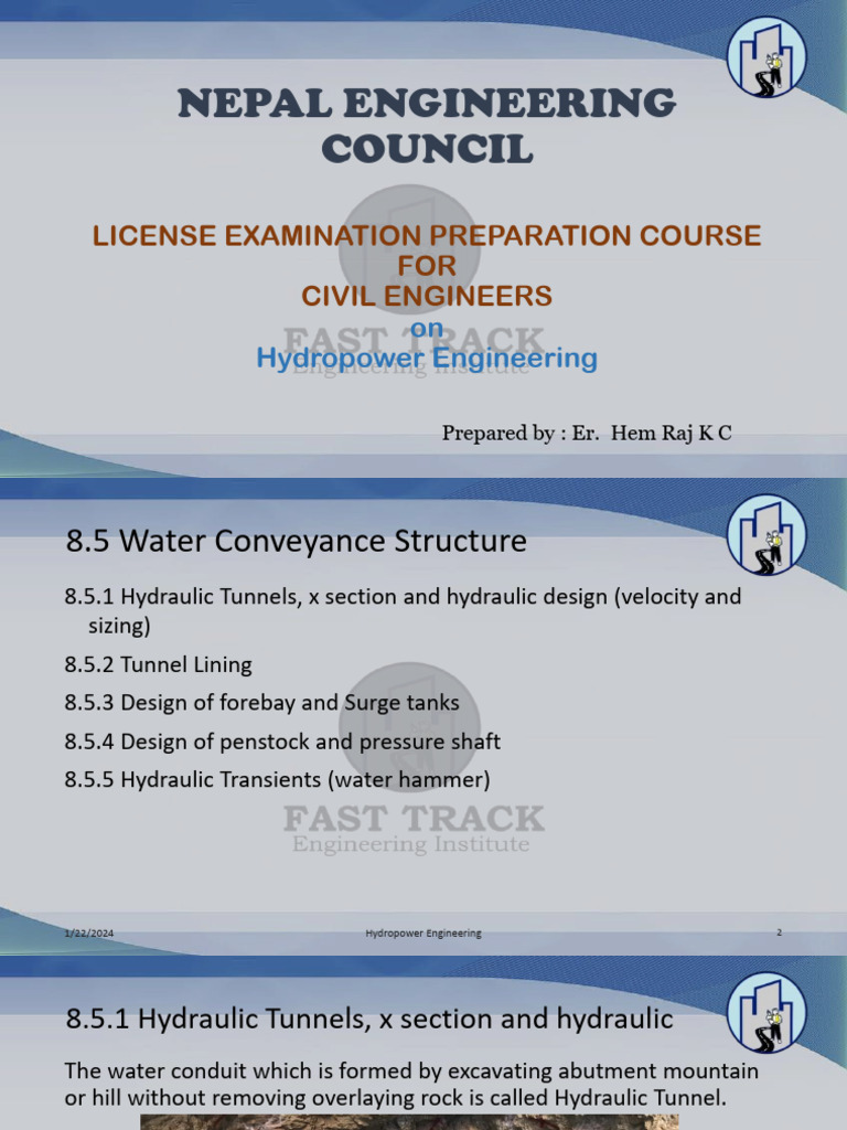 8.5 Hydropower Engineering | PDF | Tunnel | Hydroelectricity