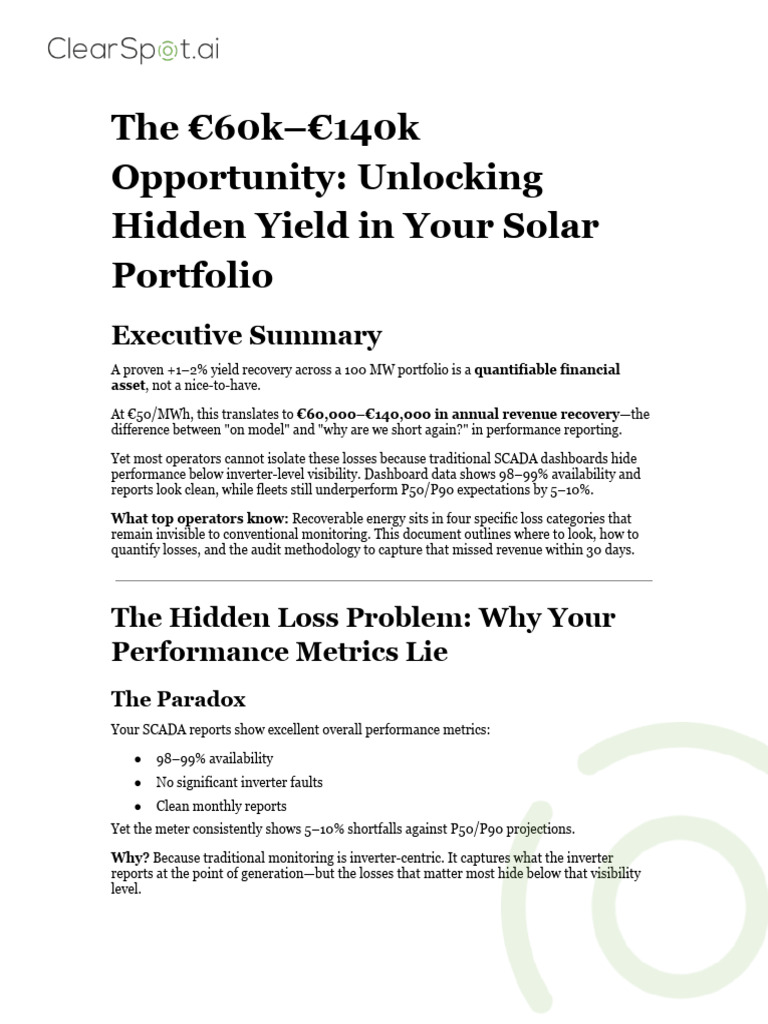 Solar Yield Recovery Strategy | PDF