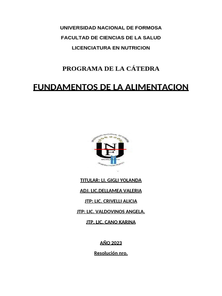 Programa Nuevo Fundamentos 2023 | PDF | Nutrición | Dieta y nutrición
