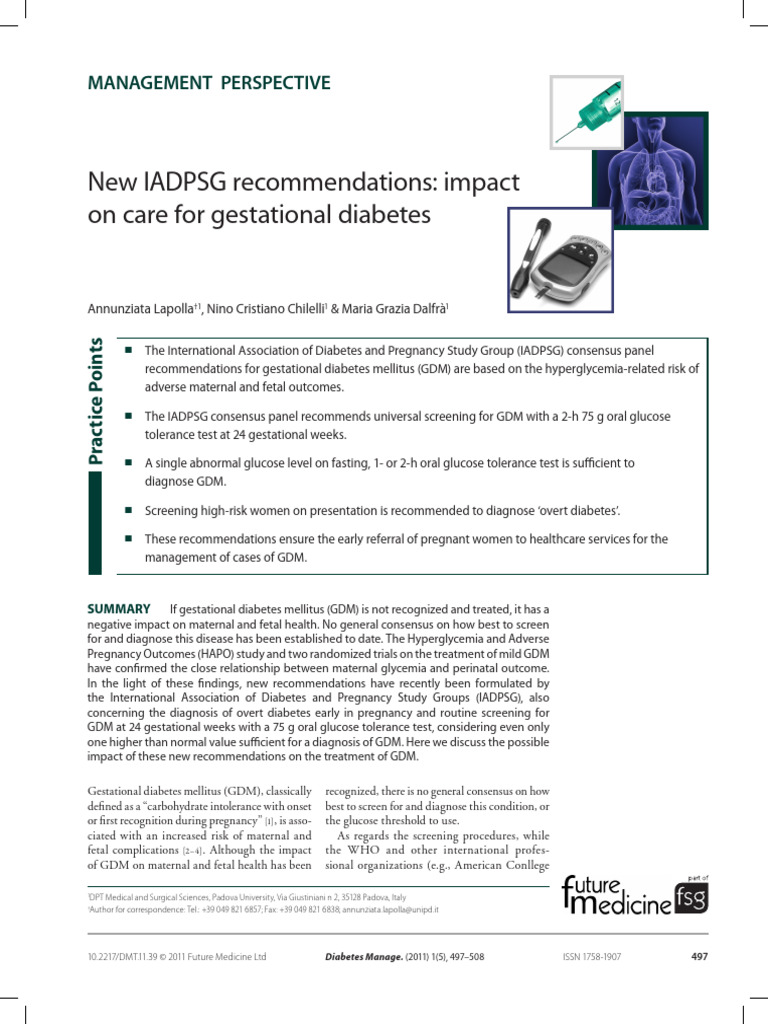 New Iadpsg Recommendations Impact On Care For Gestational Diabetes | PDF