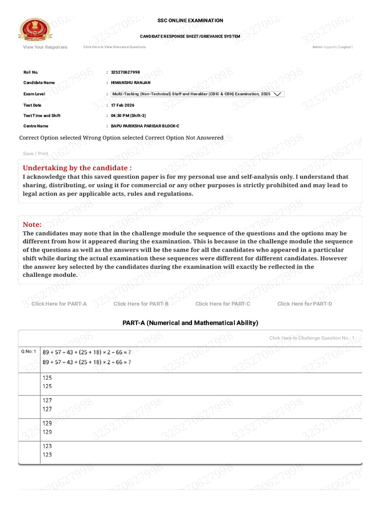 SSC Mts Question Paper | PDF