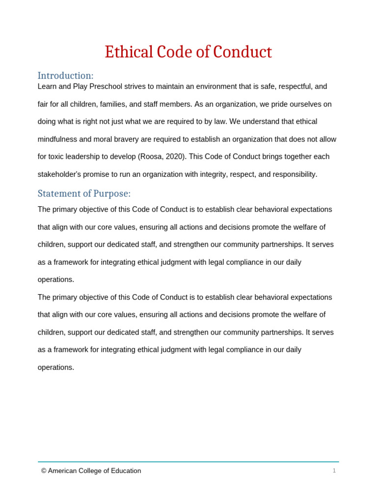 Ethical Code of Conduct | PDF
