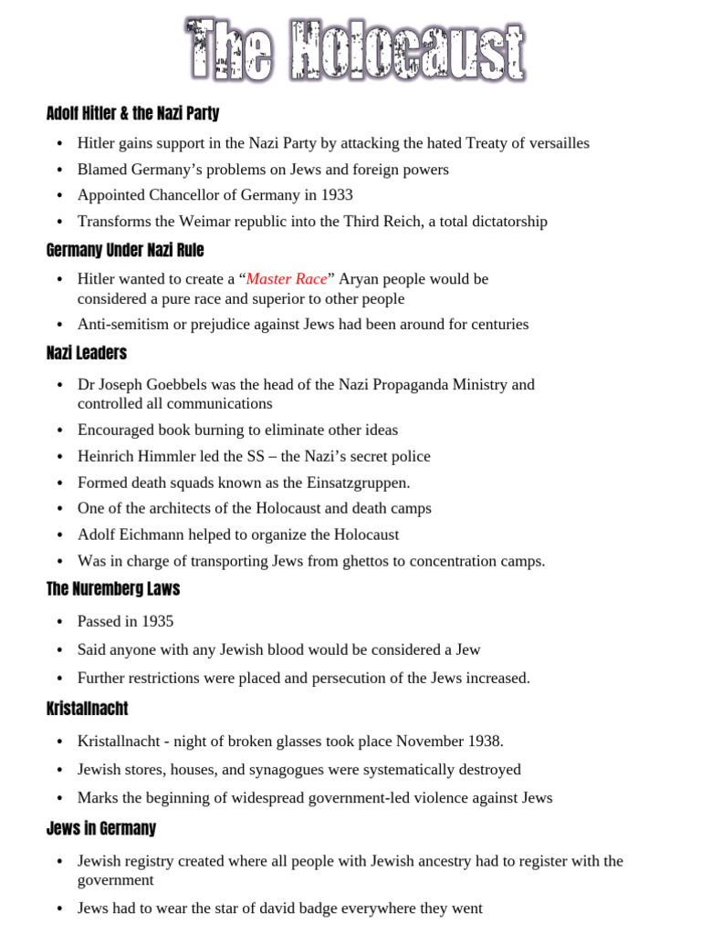 09 - The Holocaust Notes Page | PDF | Nazi Germany | The Holocaust