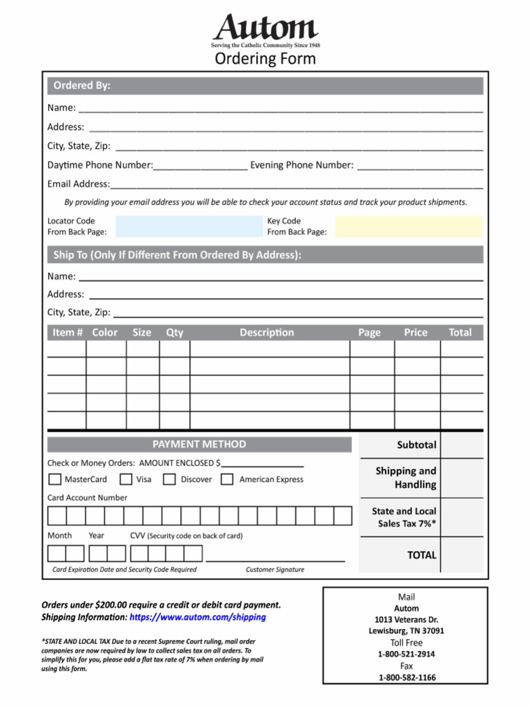 Order Form | PDF