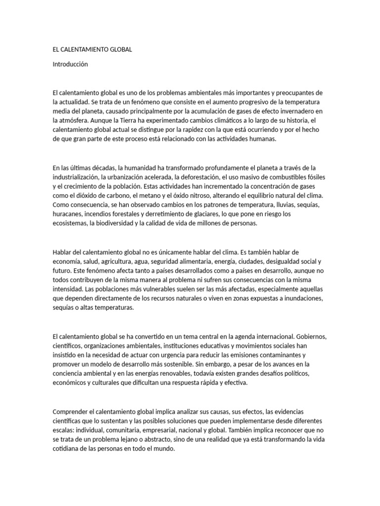El Calentamiento Global | PDF