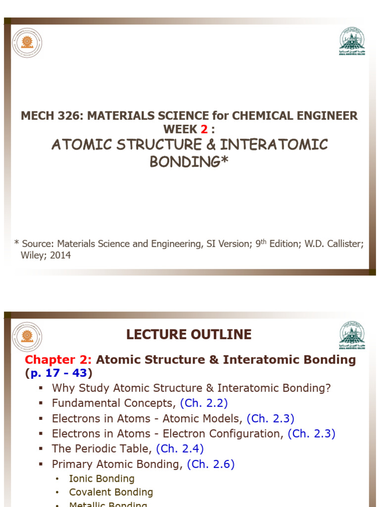 Week 2 - Atomic Structure | PDF | Electron Configuration | Chemical Bond
