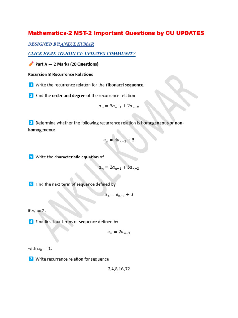 Mathematics 2 MST2 MOST IMP by ANKUL KUMAR | PDF