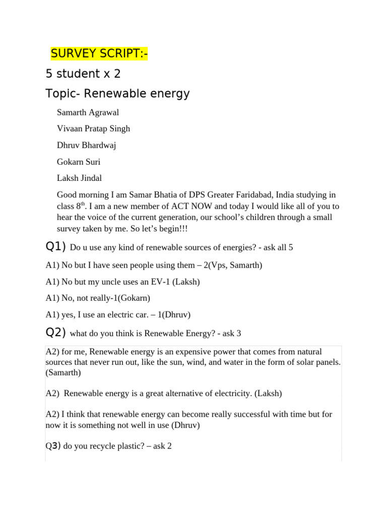 Survey Script | PDF
