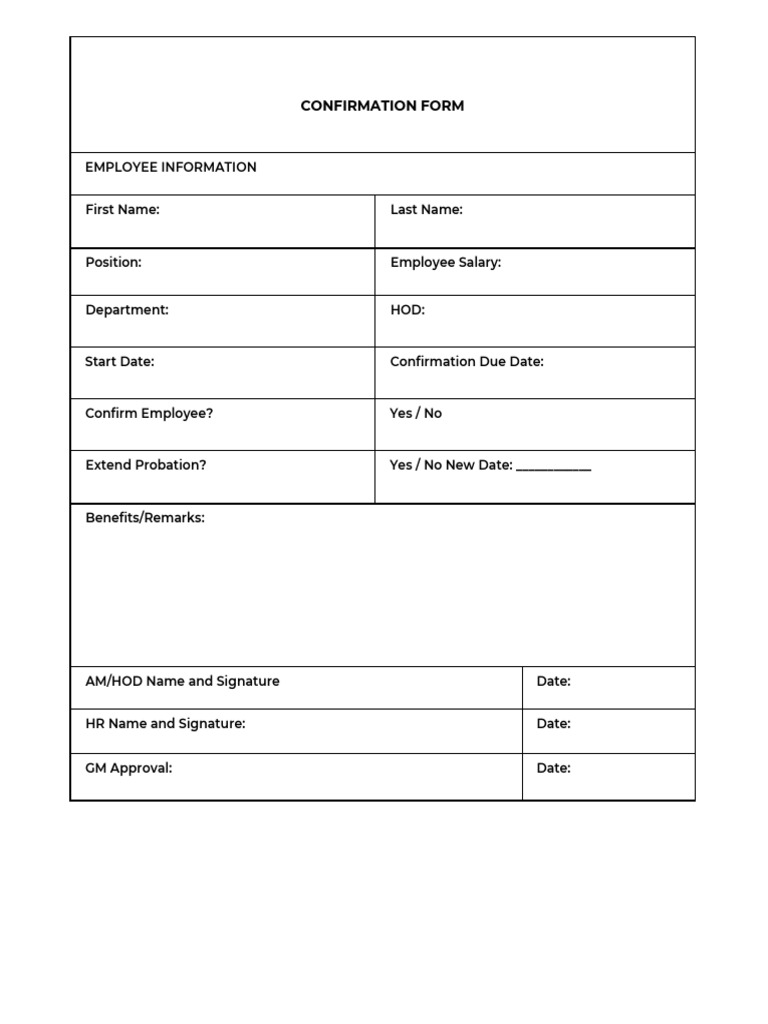 Plain Confirmation Form | PDF