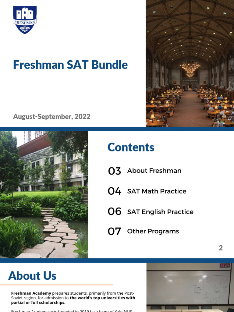 Freshman SAT Bundle | PDF | Sat | Teachers