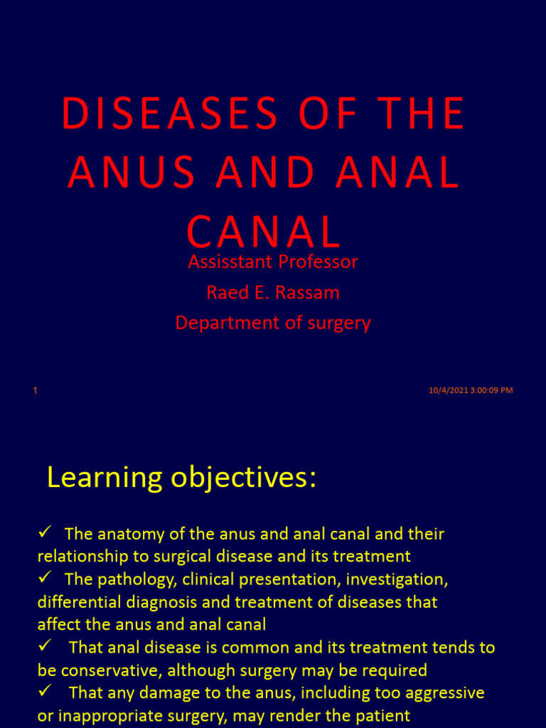 Lec.4 Diseases of The Anus and Anal Canal | PDF | Hemorrhoid | Rectum