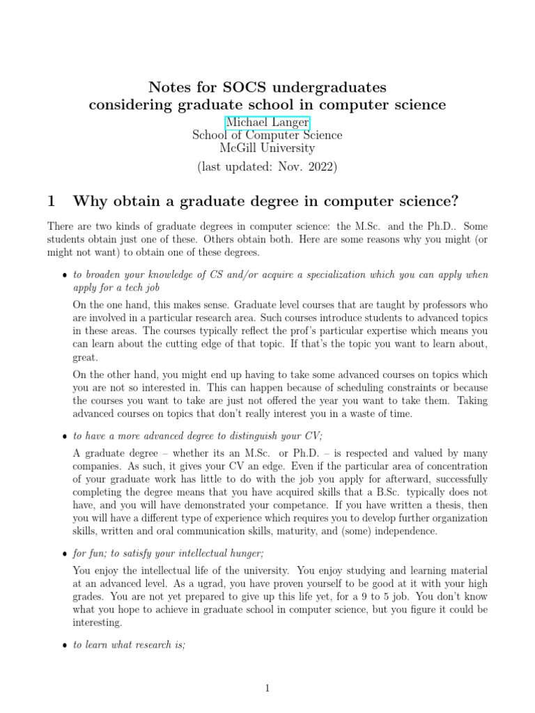 Why Graduate School? | PDF