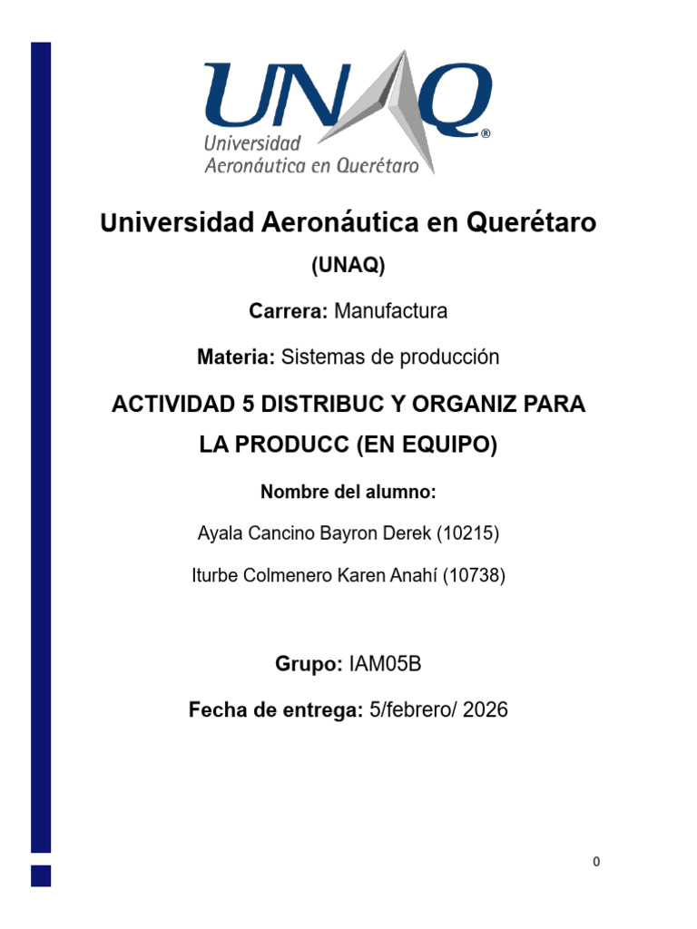 Actividad 5 Distribuc y Organiz para La Producc (En Equipo) | PDF ...