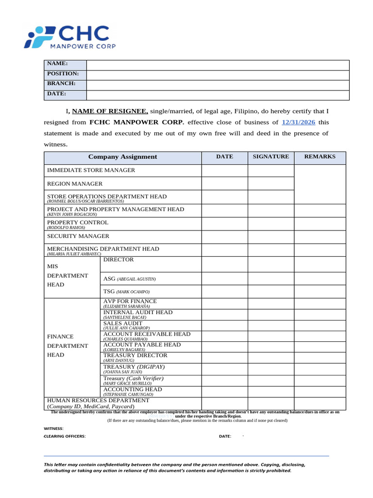 Clearance Template | PDF