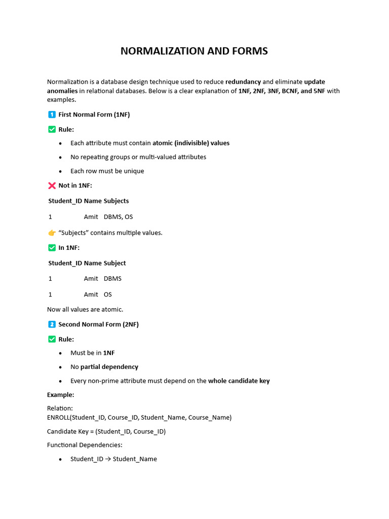 Normalization and Forms | PDF