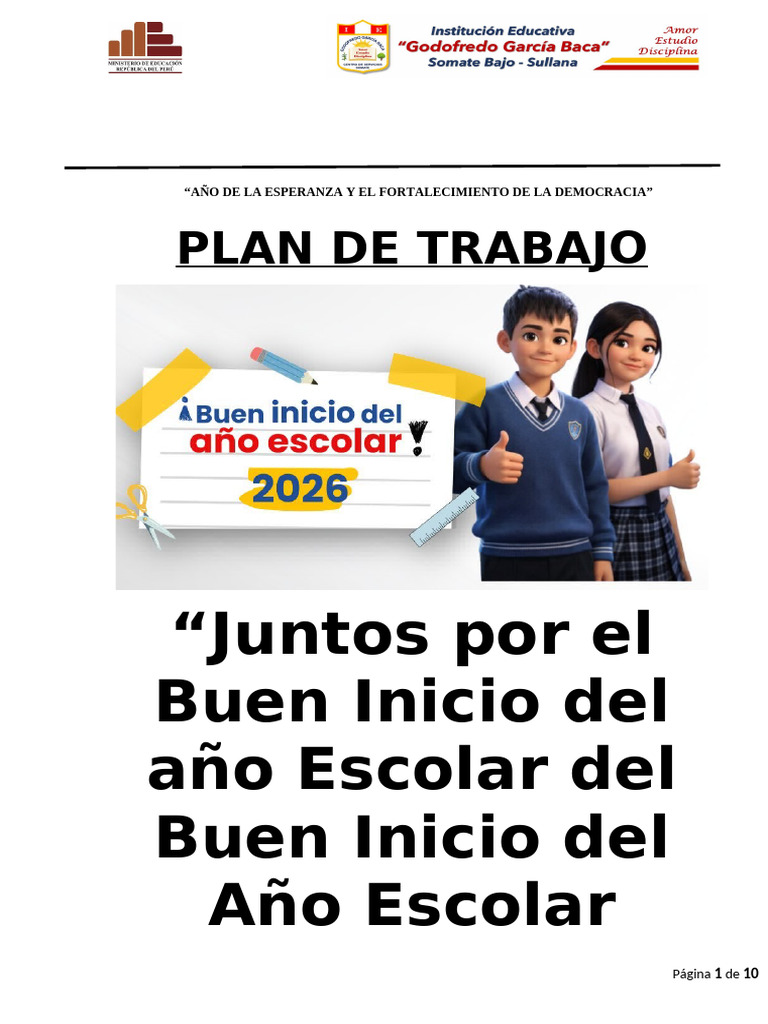 Plan Del Buen Inicio Del Año Escolar 2026 (Biae) | PDF