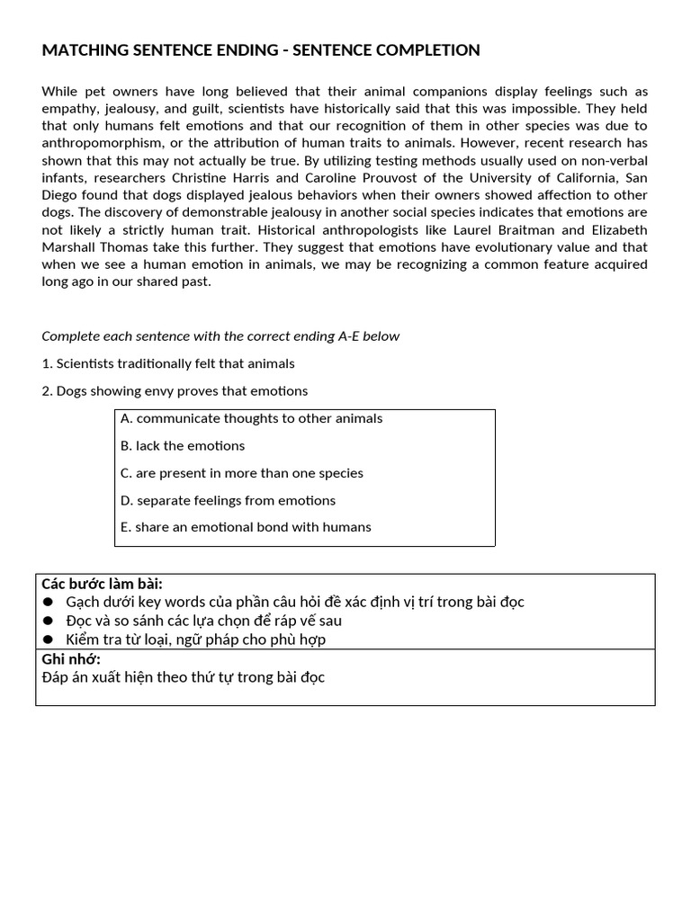 Sentence Completion | PDF