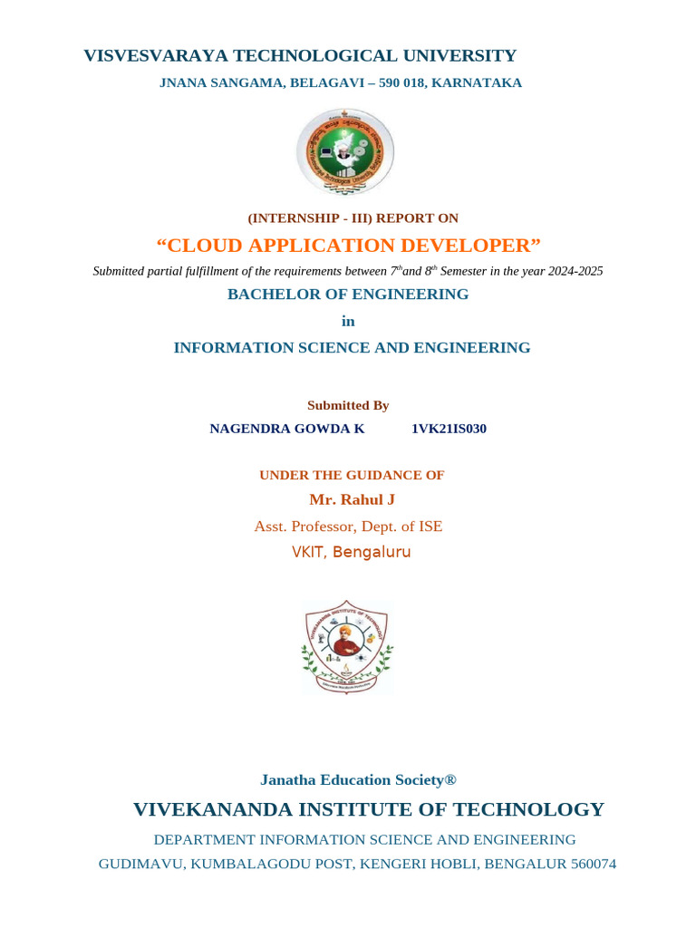 Nagendraa Internship Report | PDF | Cloud Computing | Software Engineering