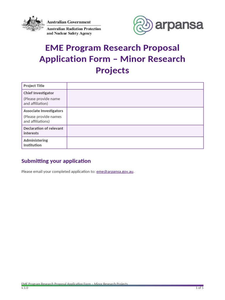 EME Program Research Proposal Application Form - Minor Project - 4 | PDF