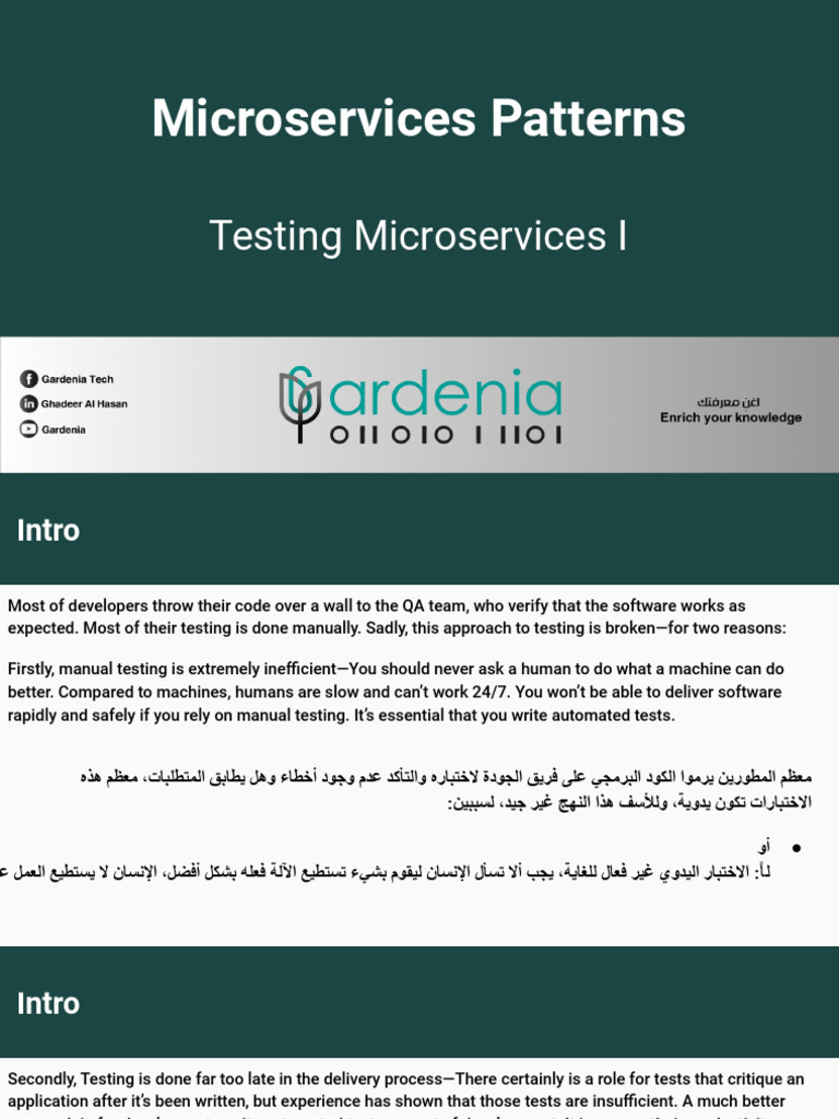 Microservices Patterns - Testing Microservices I | PDF