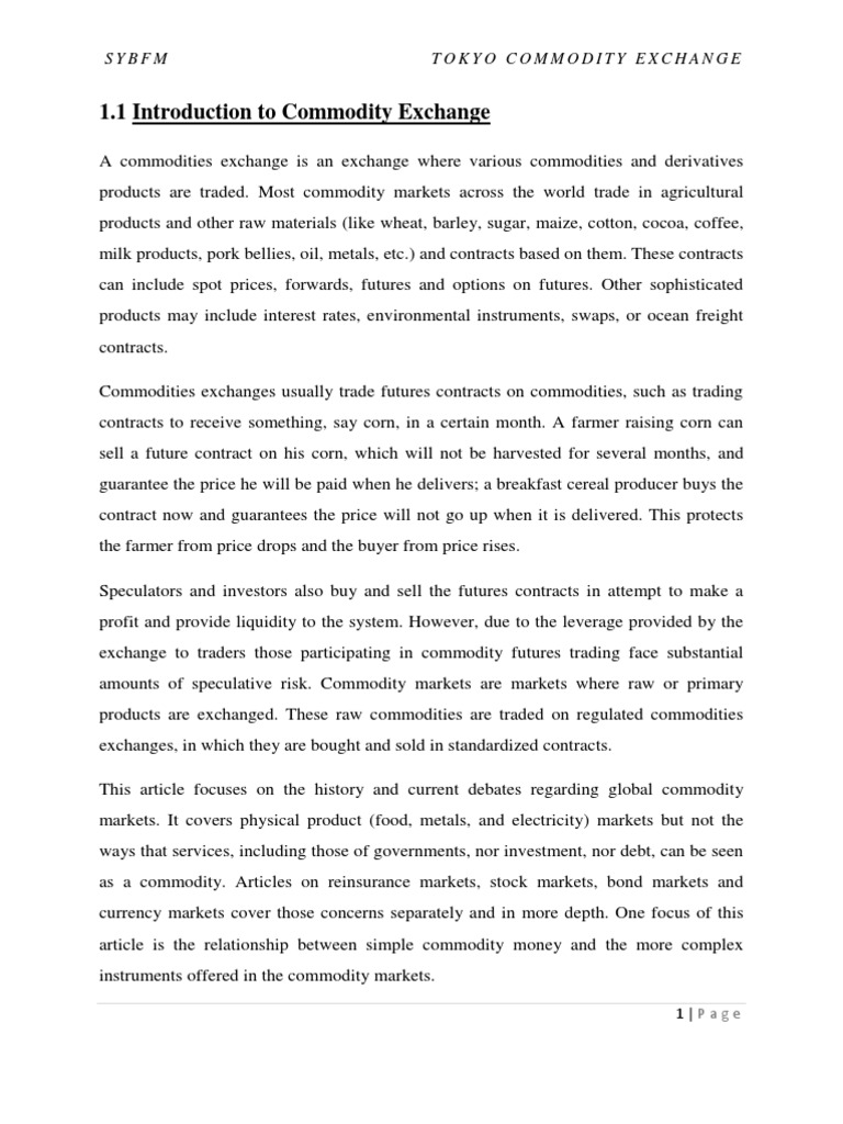 Introduction To Commodity Exchange PDF Order (Exchange) Commodity Markets