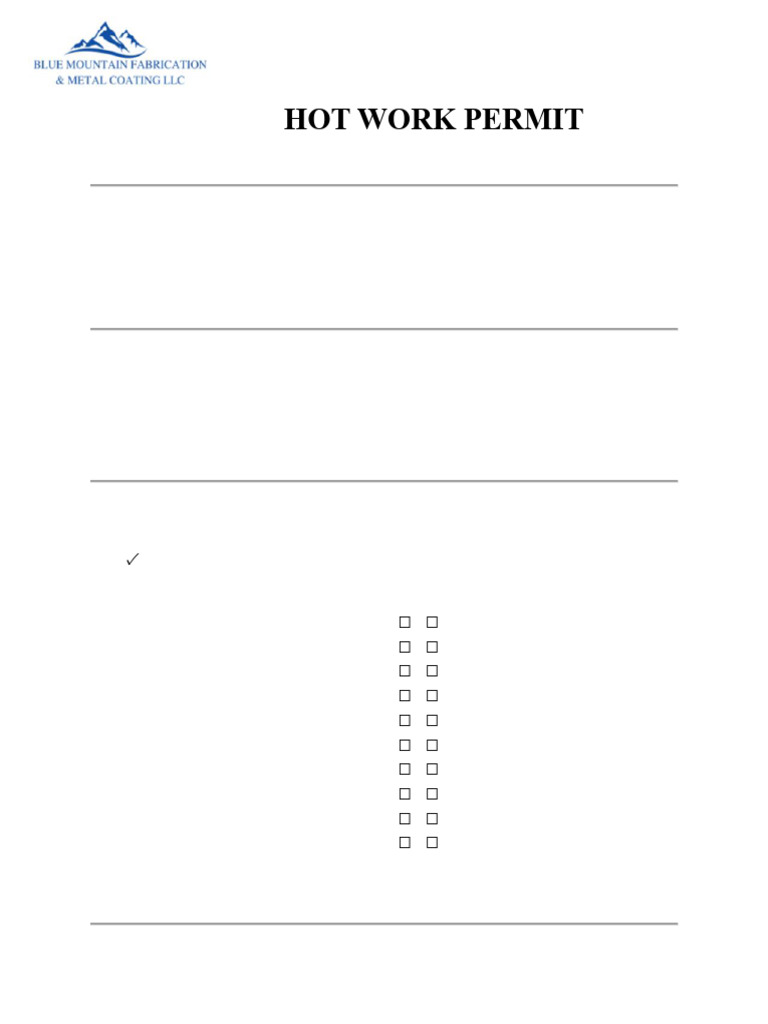 Hot Work Permit Form | PDF