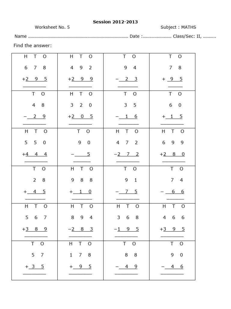 CBSE Class 2 Maths Practice Worksheet | PDF