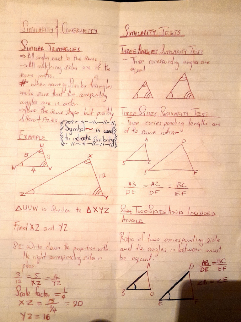 Similarity and Congruency Notes | PDF