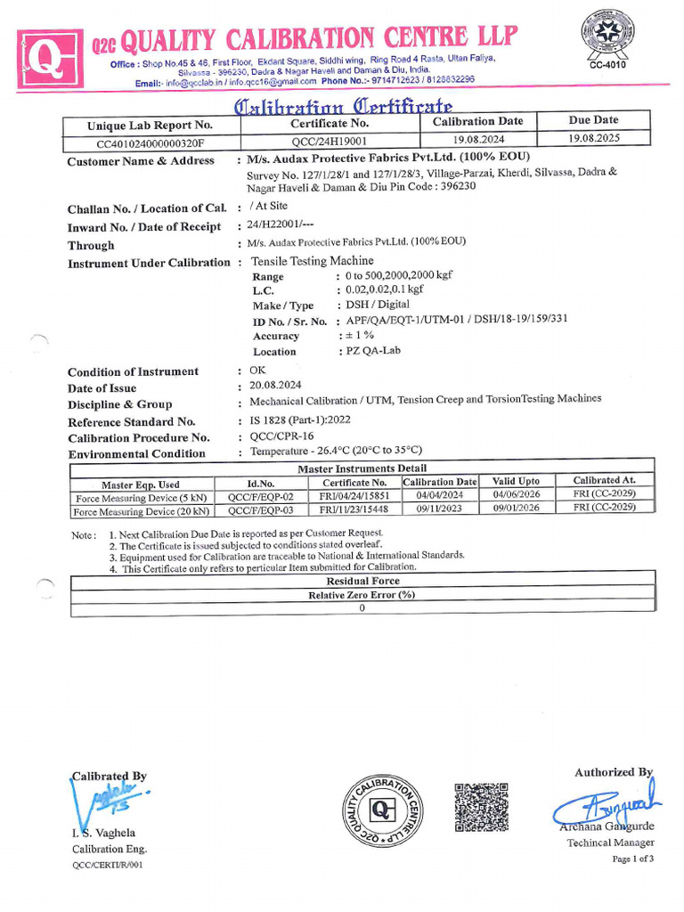 Calibration Tensile Tester | PDF