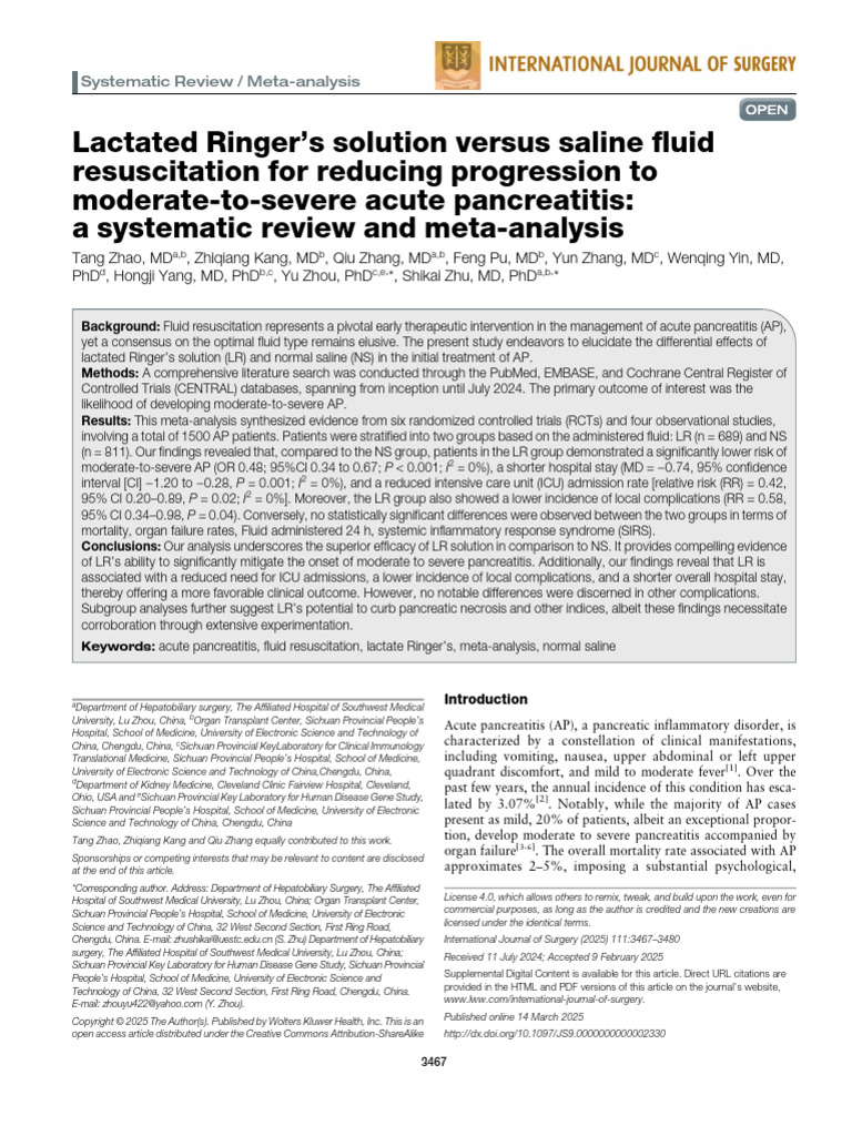 Lactated Ringer S Solution Versus Saline Fluid.29 | PDF