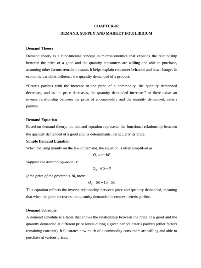 Demand, Supply and Market Equilibrium | PDF