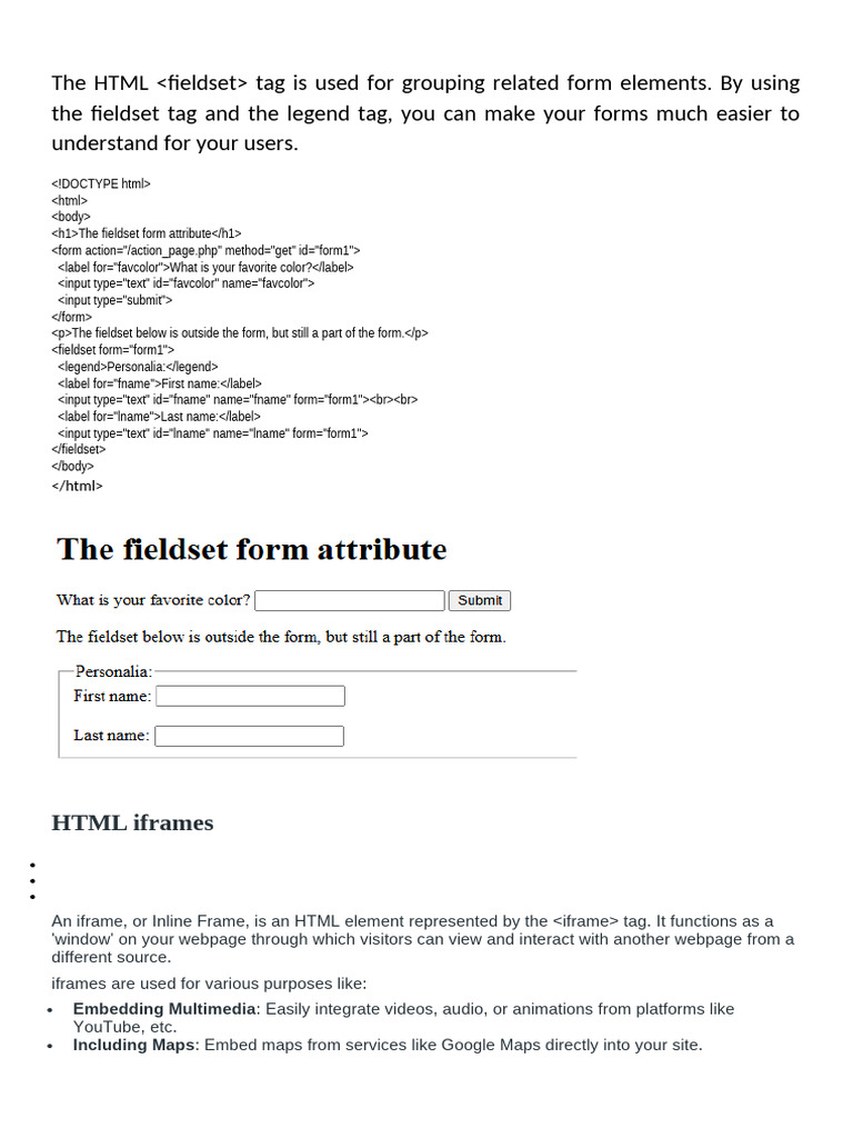 Iframe and Fieldset | PDF
