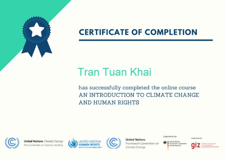 Certificate For Human Rights and Climate Change | PDF