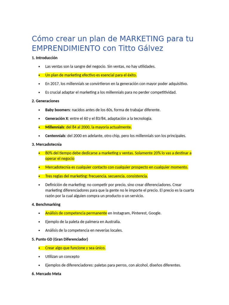2.cómo Crear Un Plan de MARKETING para Tu EMPRENDIMIENTO Con Titto ...