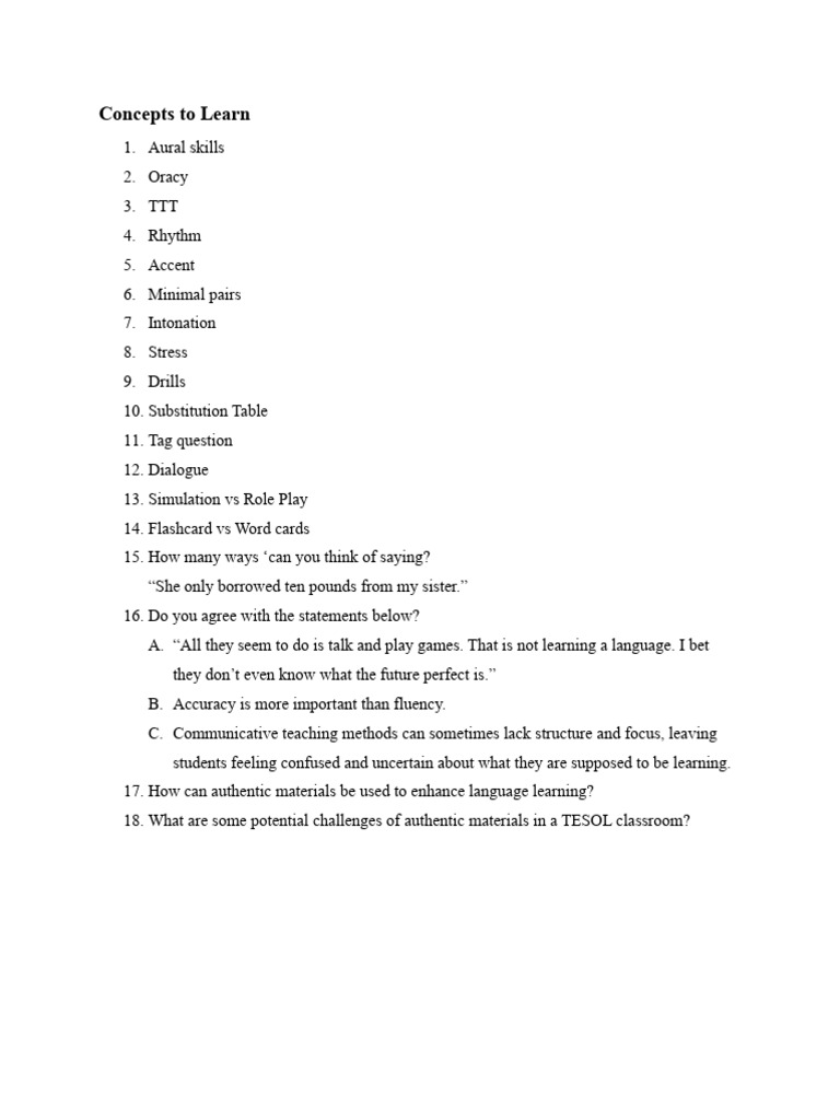 Concepts To Learn | PDF