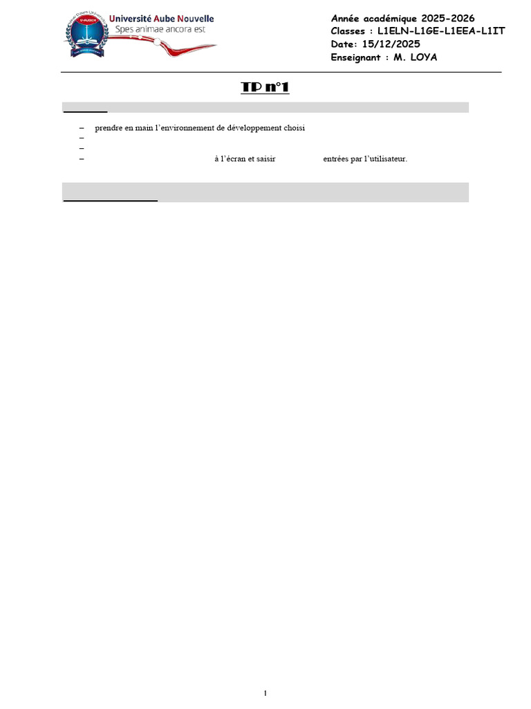 TPn°1 C | PDF | C (Langage de programmation) | Logiciel multiplateforme
