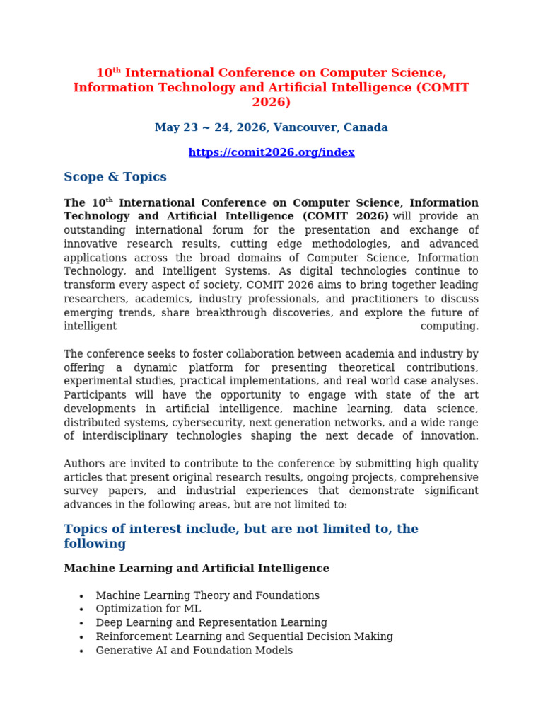 10th International Conference On Computer Science, Information ...