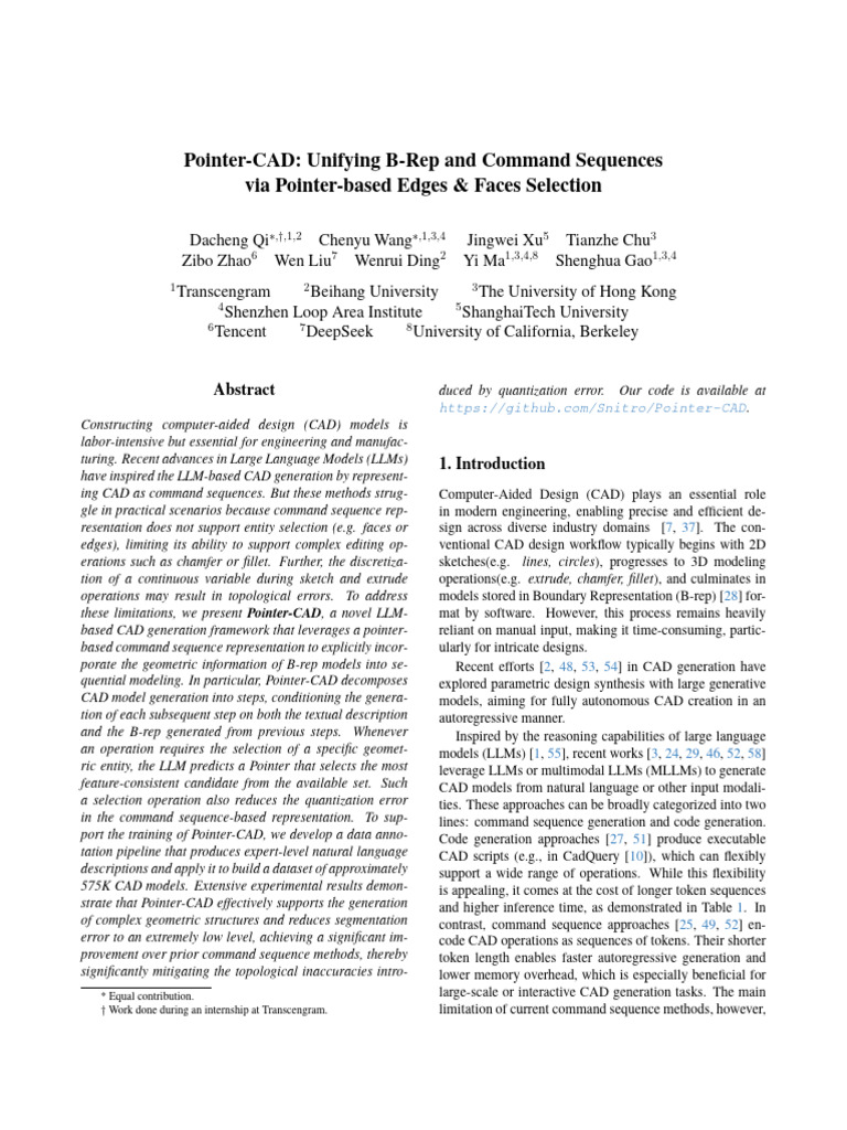 Pointer-CAD: Unifying B-Rep and Command Sequences Via Pointer-Based ...