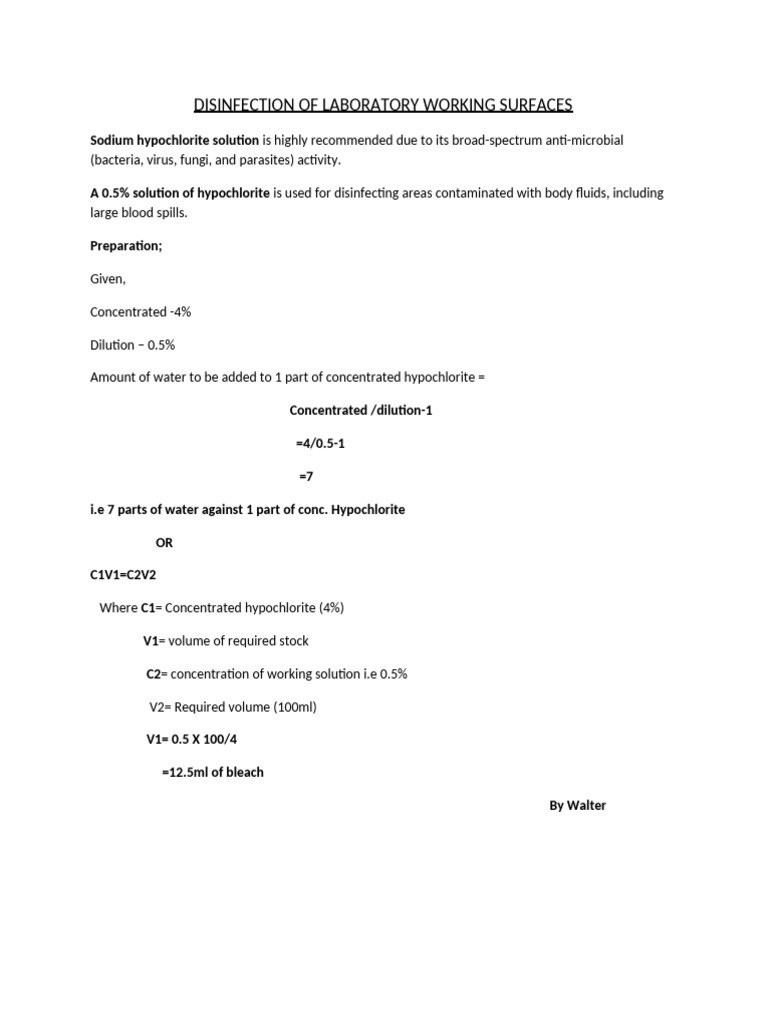0.5% Bleach Preparation | PDF