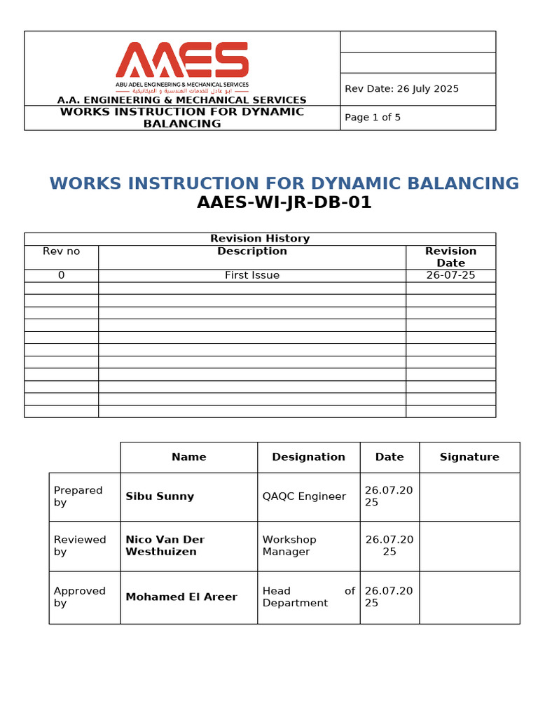 Balancing Works Instruction | PDF | Weight | Machines