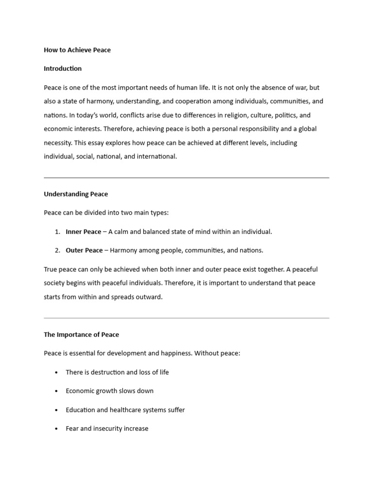 How To Achieve Peace | PDF | Peace | Social Psychology