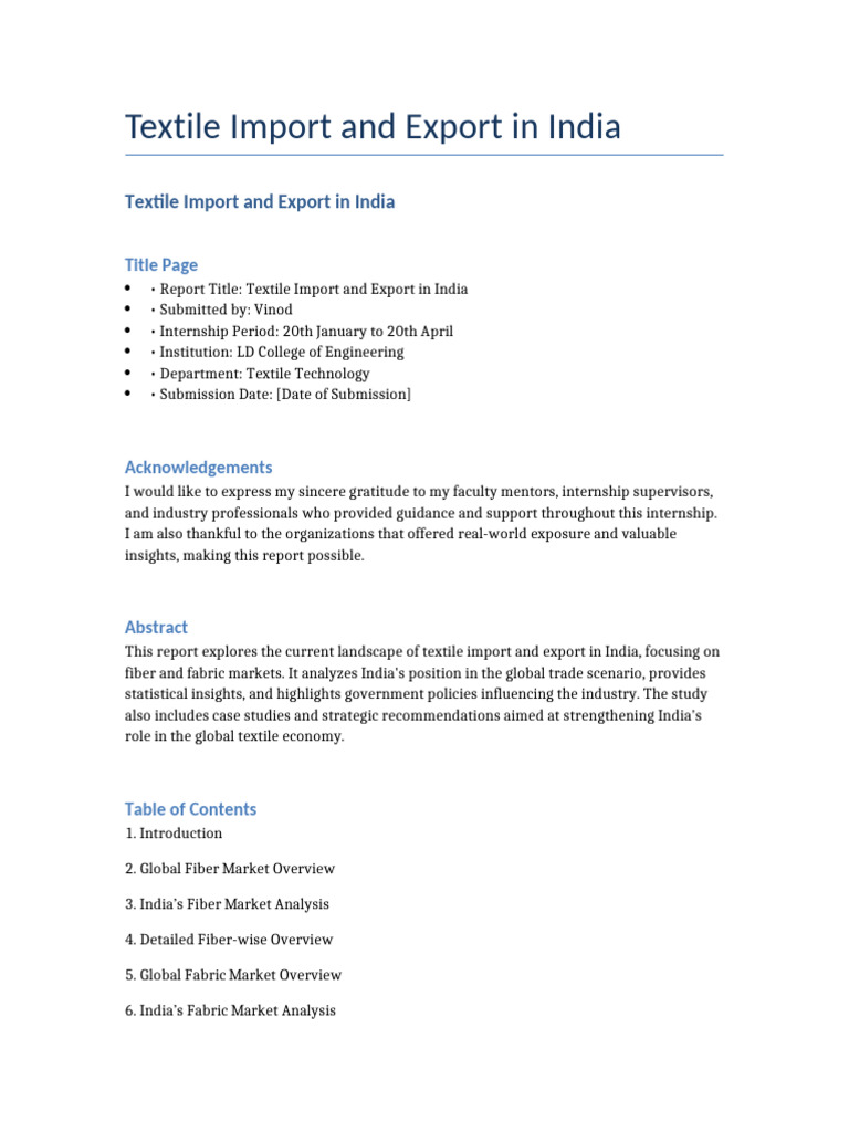 Full Textile Import Export Report FINAL | PDF