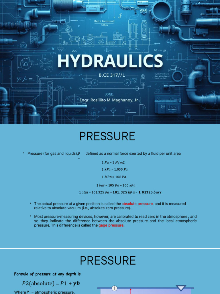 BCE 314 Lecture 2 Pressure... | PDF