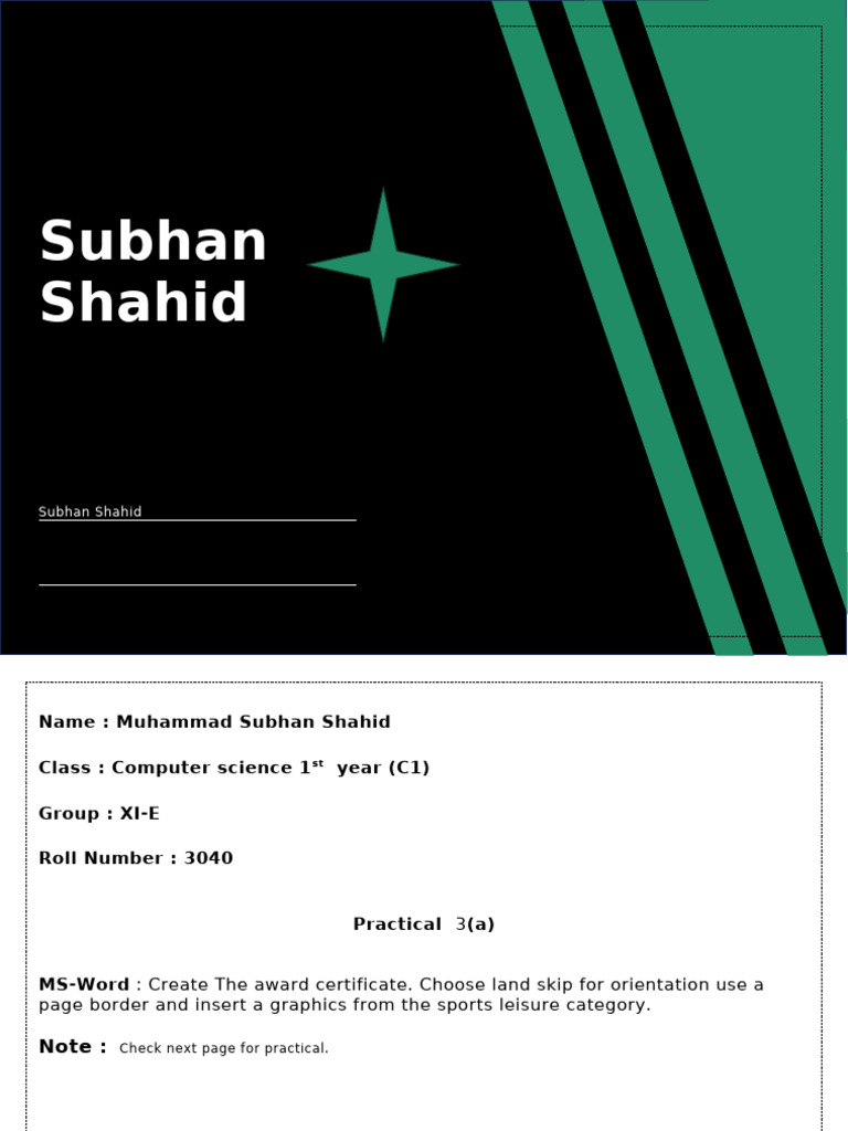 Practical 3a Subhan | PDF