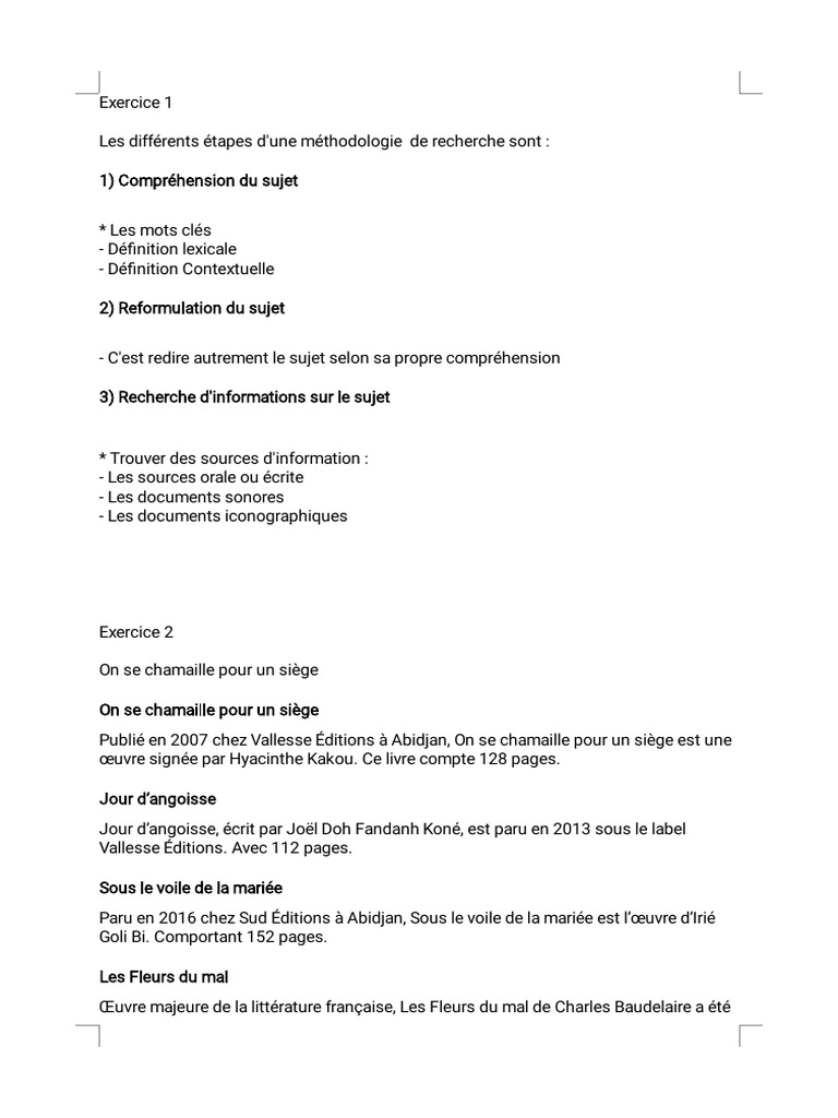 Exercice de Méthodologie de Recherche | PDF