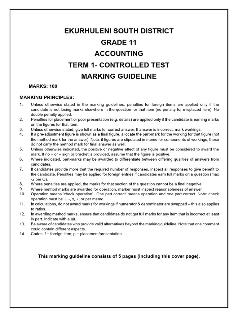 Grade 11 Term 1 Test MG 2026 | PDF | Debits And Credits | Depreciation
